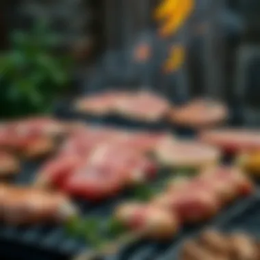 Various types of meat arranged beautifully on a grill