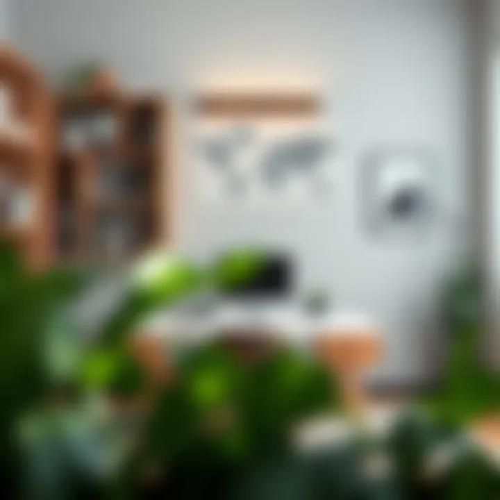 Workspace featuring a desk that illustrates optimal size for productivity