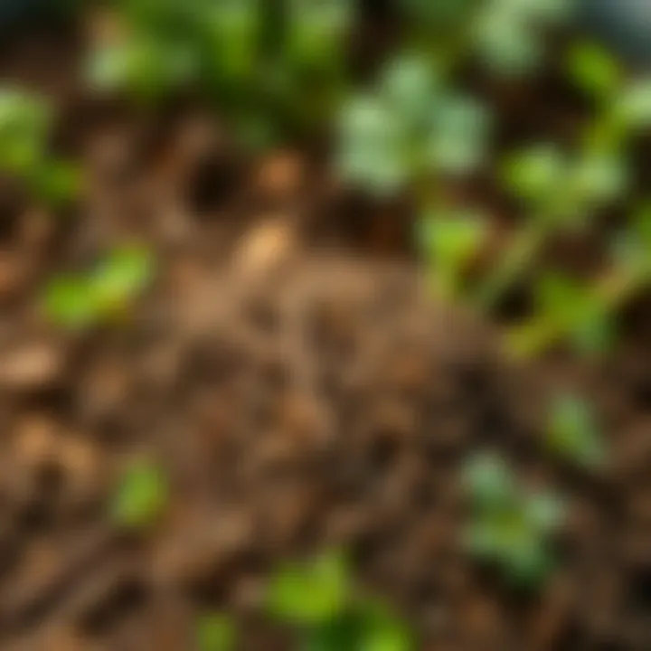 Close-up of soil composition vital for parsley cultivation