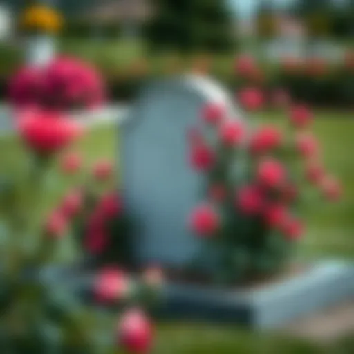Rose Bush Arrangement on a Grave A beautifully arranged rose bush on a grave