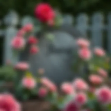 A serene grave adorned with blooming roses