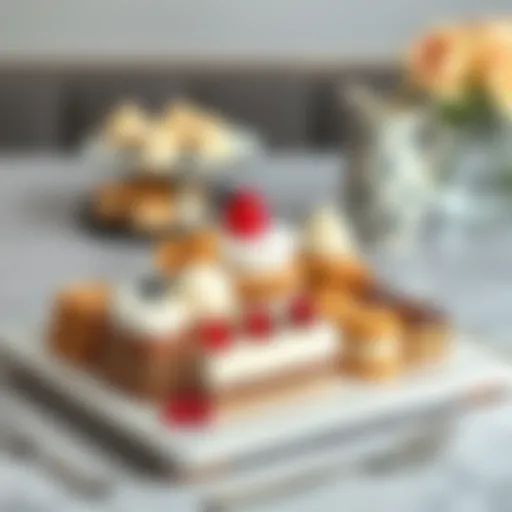 A beautifully arranged dessert platter featuring various sweet treats