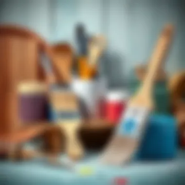 Tools and Materials for Furniture Painting Selection of paints and brushes for furniture painting