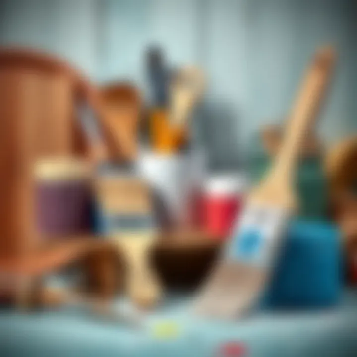 Tools and Materials for Furniture Painting Selection of paints and brushes for furniture painting