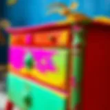 A beautifully restored furniture piece showcasing vibrant spray paint finish