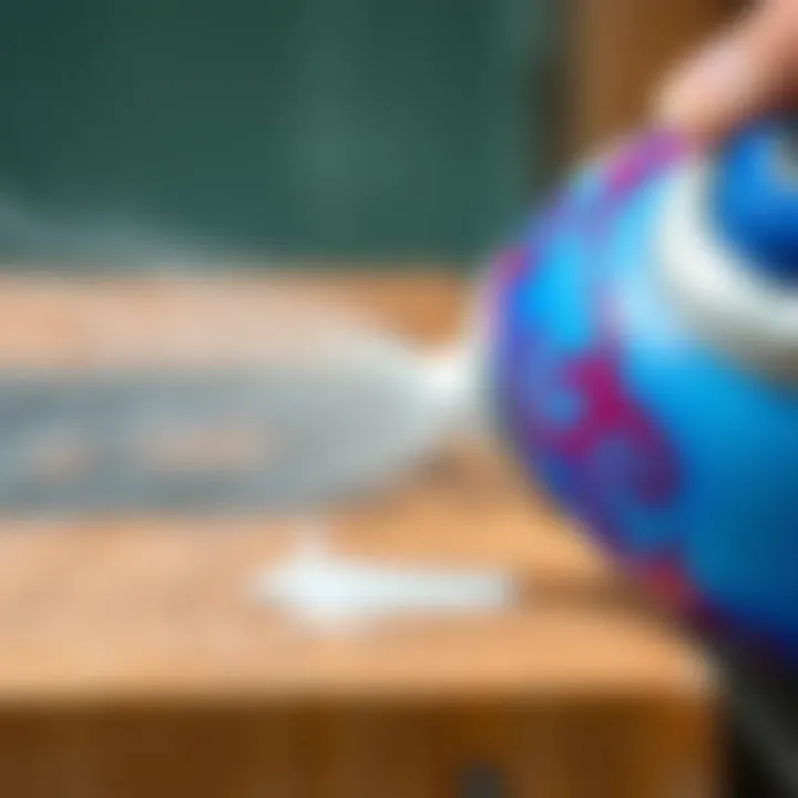 Spray Painting Technique Close-up of spray painting technique on a wooden surface