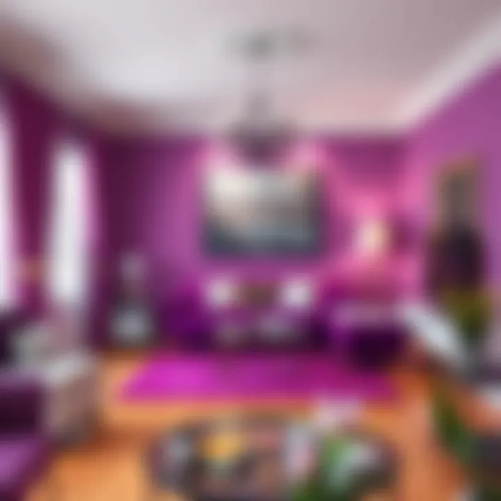Purple Living Room Decor Inspiration A living room decorated in purple and complementary colors