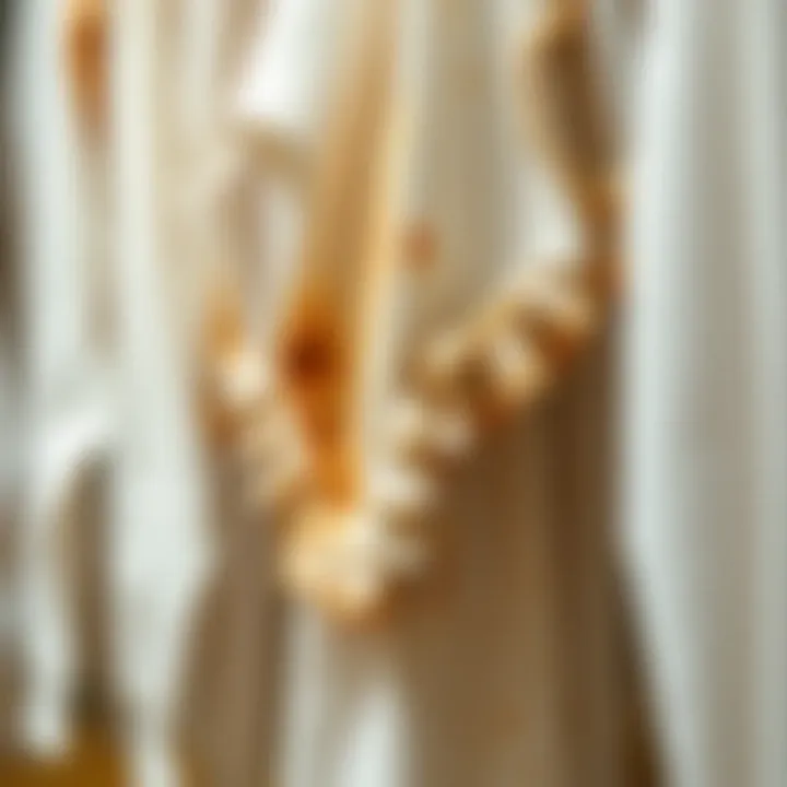 A close-up of discolored white garments.