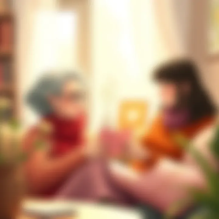 A cozy scene of a mother enjoying a handmade card