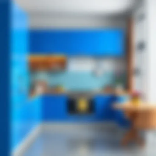 Vibrant Blue Kitchen Cabinet Sleek modern kitchen cabinet in vibrant blue