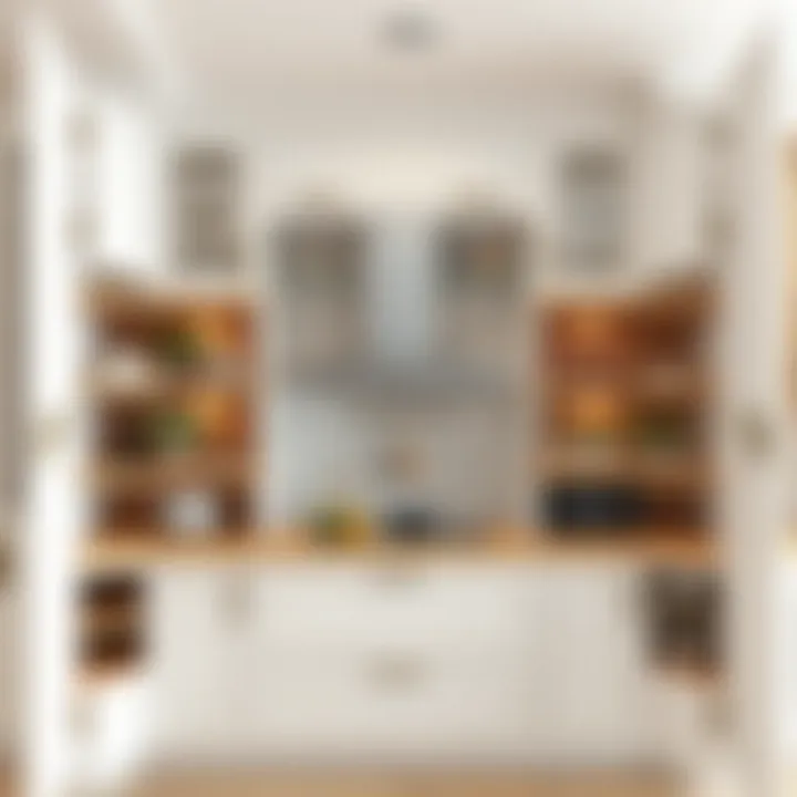 Elegant kitchen cabinet interior, emphasizing functionality and organization