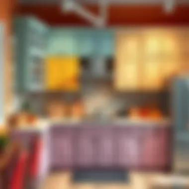 A vibrant display of kitchen cabinet colors, illustrating various aesthetic options