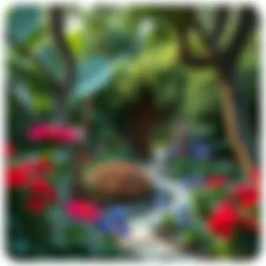 A vibrant garden scene showcasing a mosquito-free environment