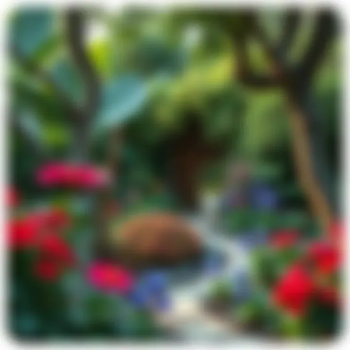 A vibrant garden scene showcasing a mosquito-free environment