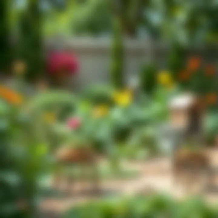 A serene garden setup with natural mosquito traps