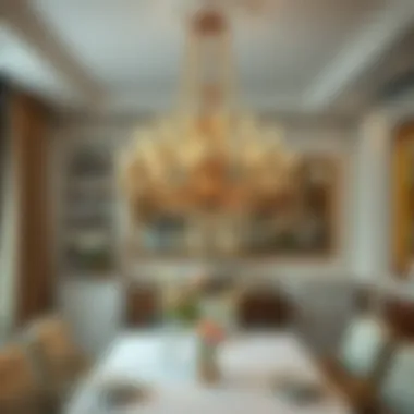 A stylish chandelier as a focal point in a dining space