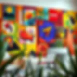 Vibrant Office Wall Art Inspiring office wall with vibrant colors and art