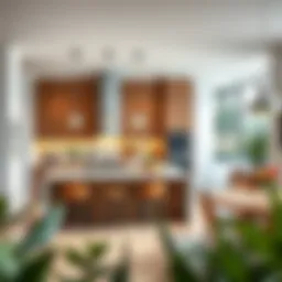 Stylish open kitchen with modern decor and spacious layout