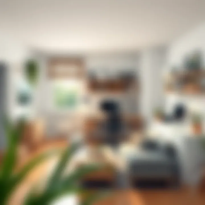 An organized studio layout with multifunctional furniture