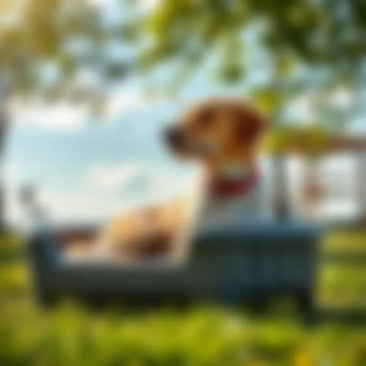 Durable plastic dog bed outdoors on a sunny day