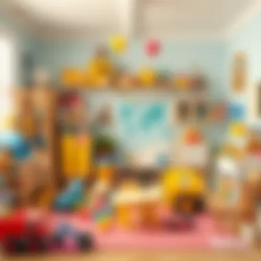 A vibrant playroom filled with colorful toys and creative decor