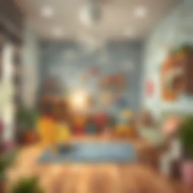 A themed playroom featuring a whimsical design with playful elements