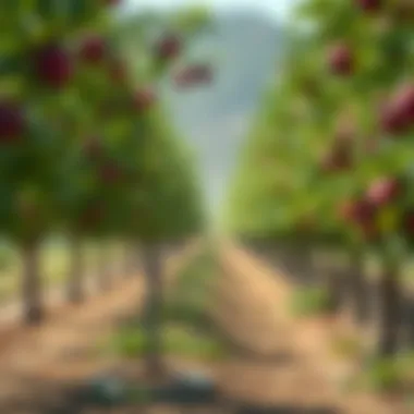 Irrigation system for plum orchards