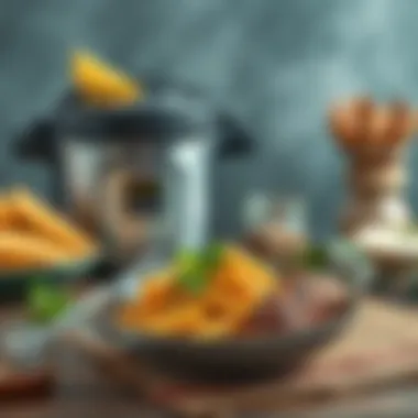 Delicious Meal from Pressure Cooker Delicious meal prepared in a pressure cooker