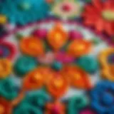 Colorful punch needle art showcasing intricate designs