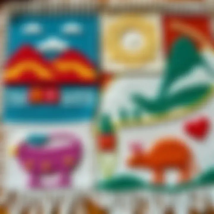 Diverse Styles of Completed Punch Needle Works An array of finished punch needle projects in various styles