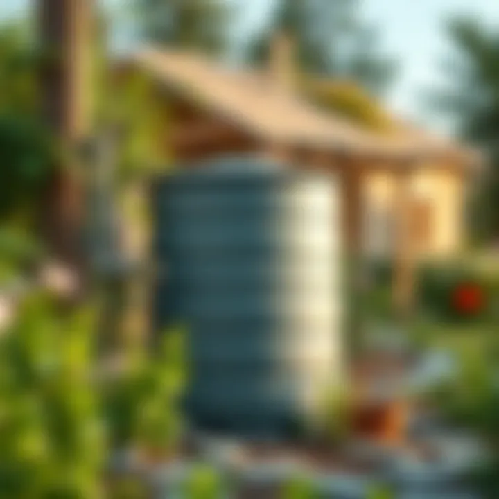 A rainwater collection system in a garden