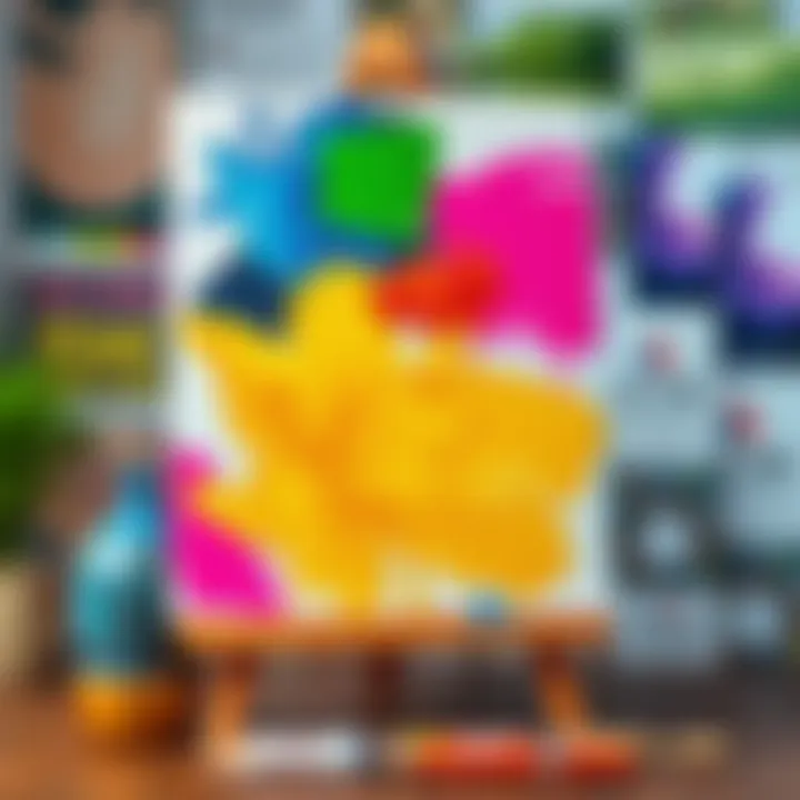 A canvas with a half-finished artwork