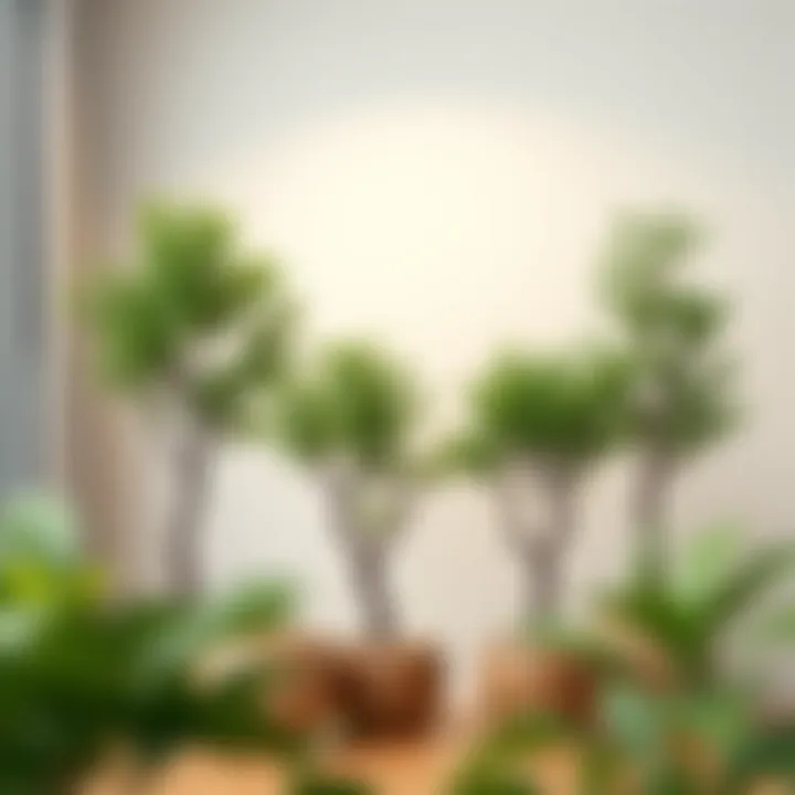 Potted trees integrated into modern home decor