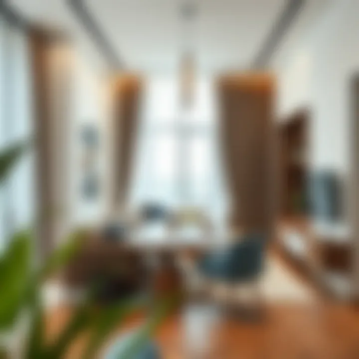 Elegant Furniture Arrangement in Modern Spaces Elegant and functional furniture arrangement in a modern kitchen-living area