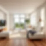 Elegant Scandinavian living room featuring minimalist furniture and natural light