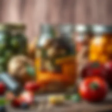 Seasonal Ingredients for Jarring An assortment of seasonal ingredients ready for jar preservation