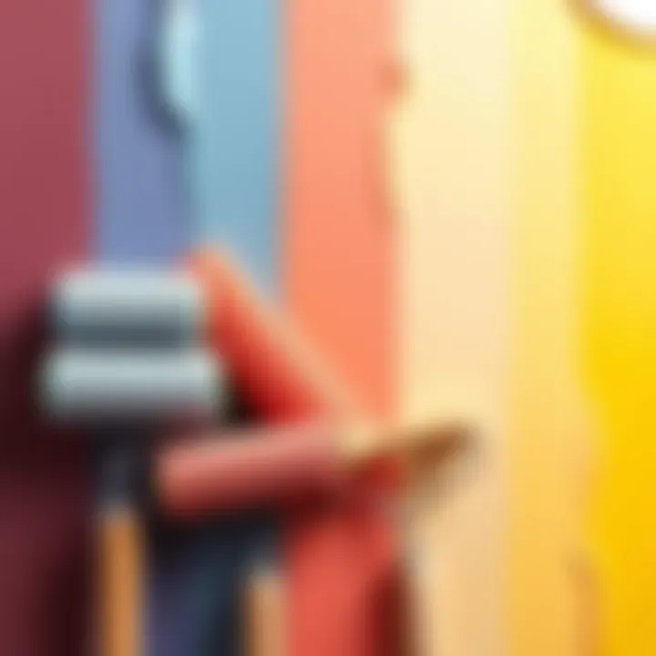 Color Palette of Pearl Paints and Rollers Colorful palette of pearl paints next to various roller types for decor projects