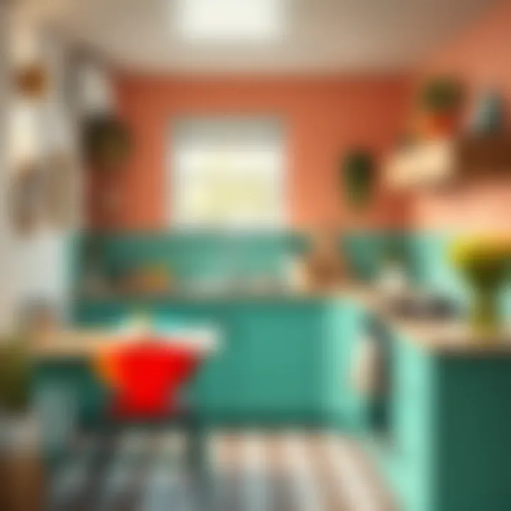 Bright color scheme enhancing a small kitchen atmosphere