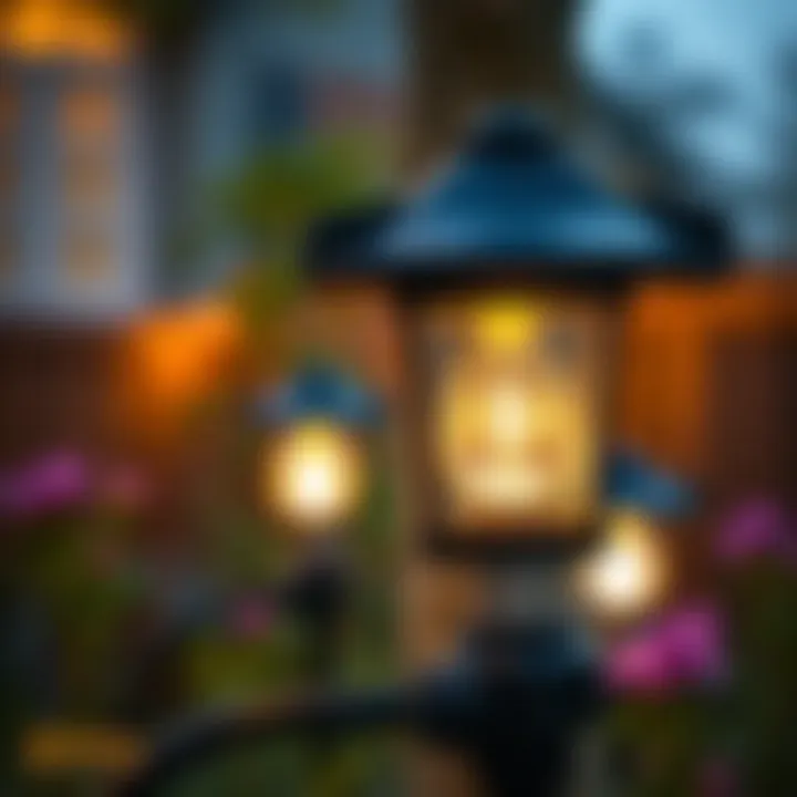 Close-up of a solar garden light showcasing its design