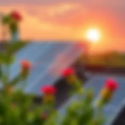 Solar panels on a rooftop harnessing sunlight for heating