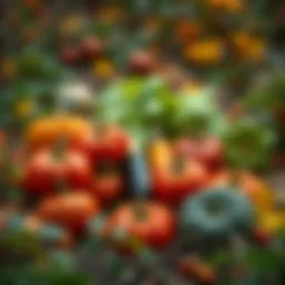 Vibrant autumn vegetables in a garden setting