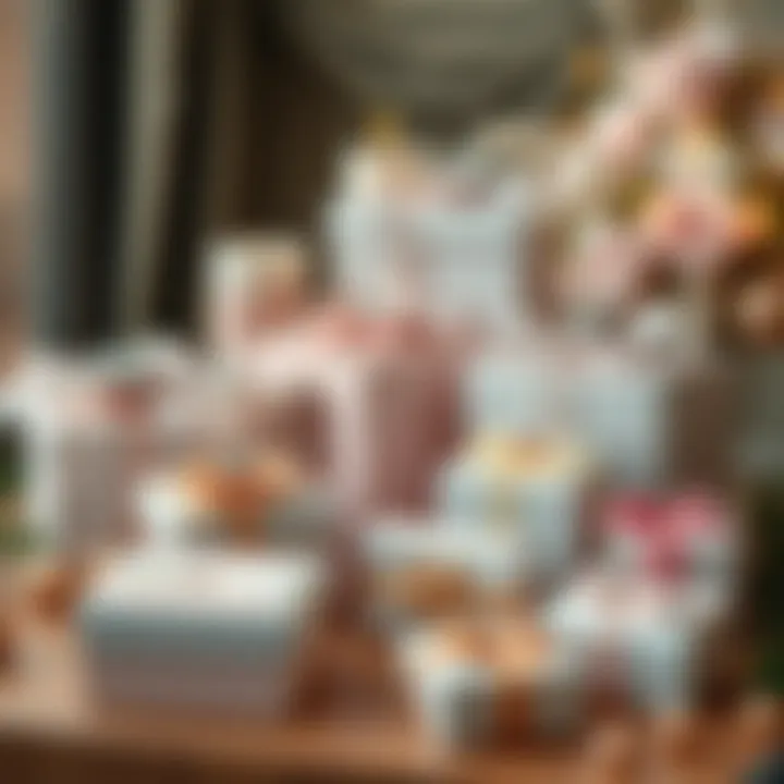 Elegant Engagement Gift Box Styles Elegant theme display showcasing various styles of engagement gift boxes adorned with unique embellishments