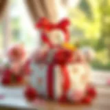 Beautifully arranged traditional engagement gift box decorated with floral patterns and ribbons