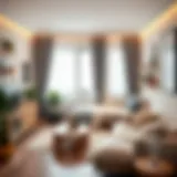 A minimalist studio apartment showcasing smart space-saving solutions