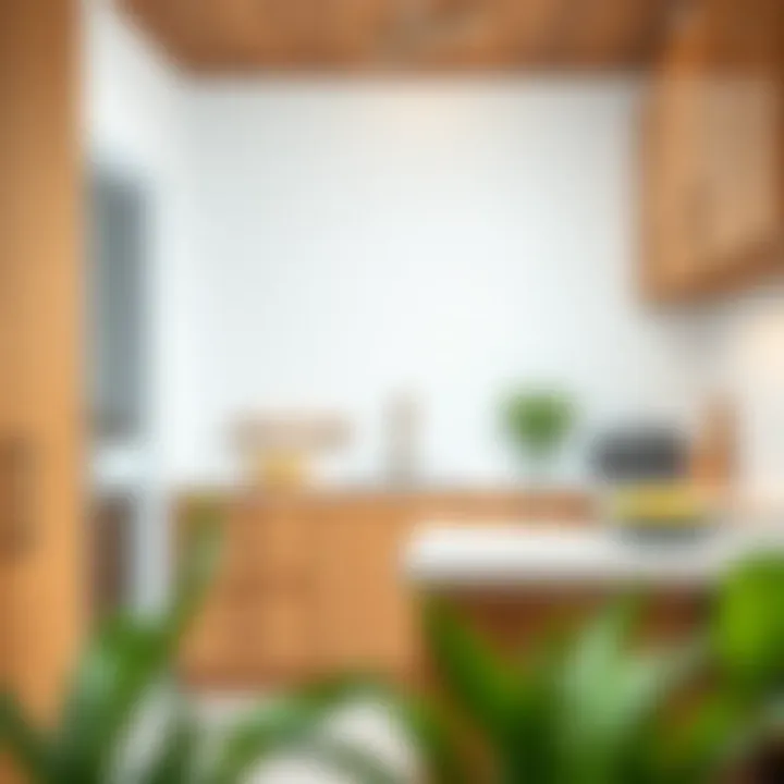 Stylish kitchen showcasing white tiles paired with wooden cabinets