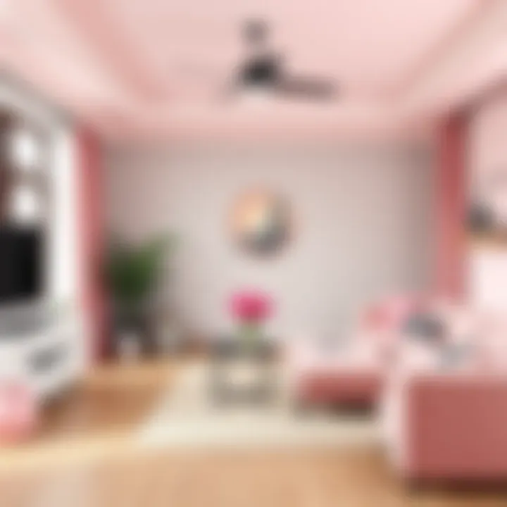 Stylish living area with pink and complementary colors