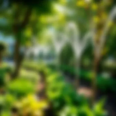 A well-maintained green space with efficient irrigation