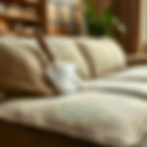 Effective Cleaning Techniques for Suede Sofas Luxurious suede sofa being cleaned with a soft brush