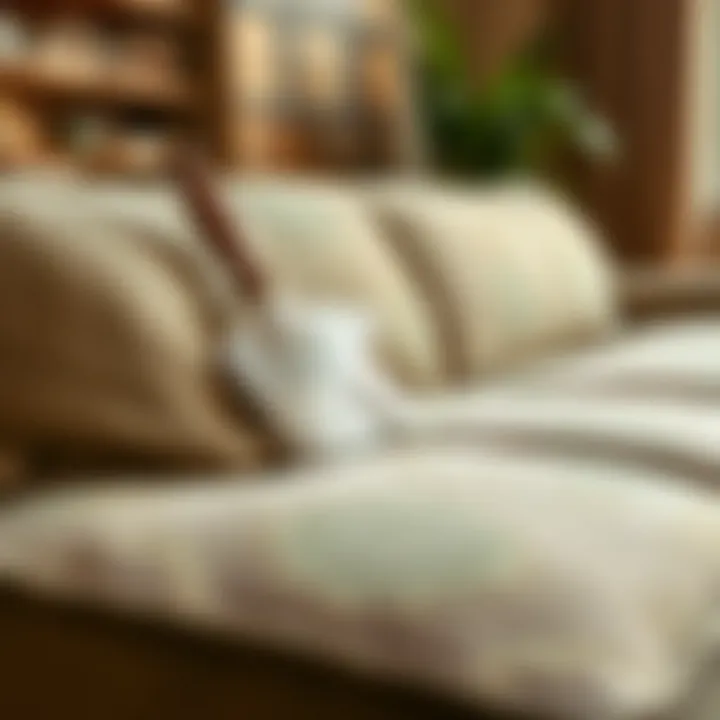 Effective Cleaning Techniques for Suede Sofas Luxurious suede sofa being cleaned with a soft brush