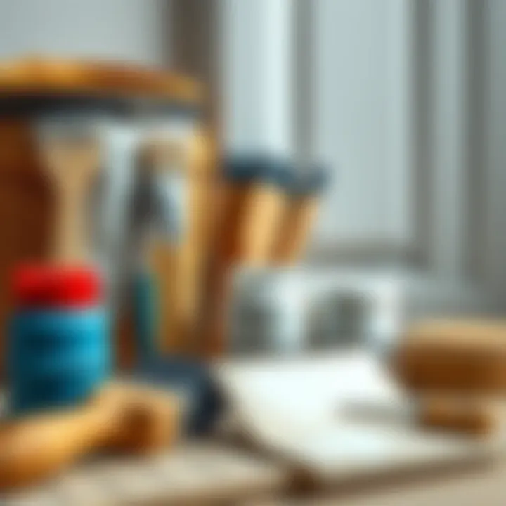 Essential Tools for Painting Close-up of tools and materials needed for painting a membrane door.